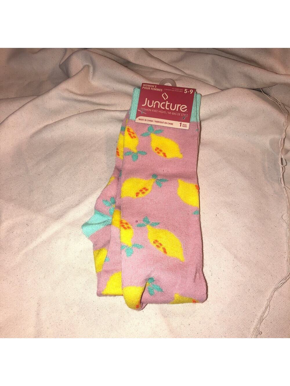 Juncture NEW Women's Pink Lemon Knee Socks Size 5-9
